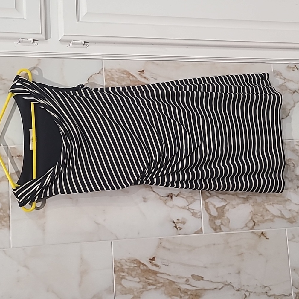 Loft Navy and white striped dress